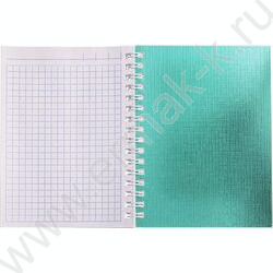 Зап. книжка  80л А6 спираль/бумвинил Metallic Мята | Фото 2