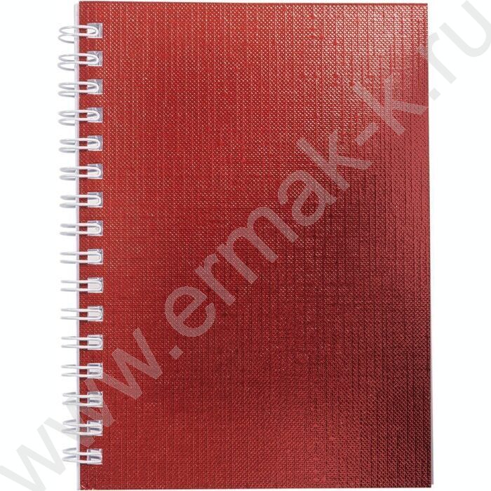 Зап. книжка  80л А6 спираль/бумвинил Metallic Красная | Фото 1