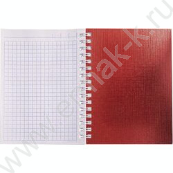 Зап. книжка  80л А6 спираль/бумвинил Metallic Красная | Фото 3