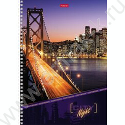 Тетрадь  96л А4 клетка/спираль "Ночной город" /лак/ | Фото 1