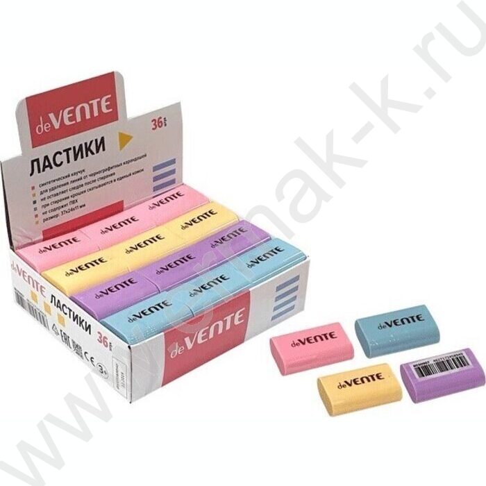 Ластик цветной "Pastel" /37*24*11мм/ синтетический каучук, индивид. упаковка | Фото 3
