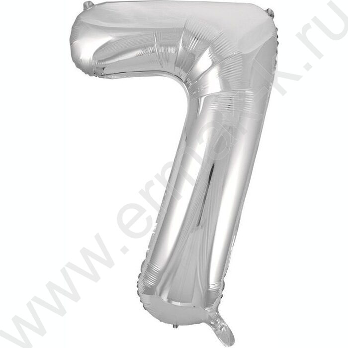 Шар воздушный фольгированный Цифра 7 80см серебро | Фото 1