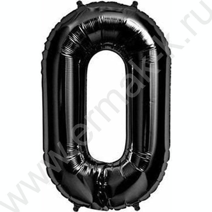Шар воздушный фольгированный Цифра 0 80см черный | Фото 1