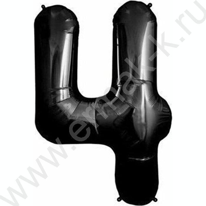 Шар воздушный фольгированный Цифра 4 80см черный | Фото 1