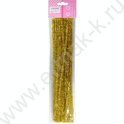 Проволока пушистая 30см/6мм 30шт Шенил "Блестящая" /цвет золотой /блистер | Фото 1
