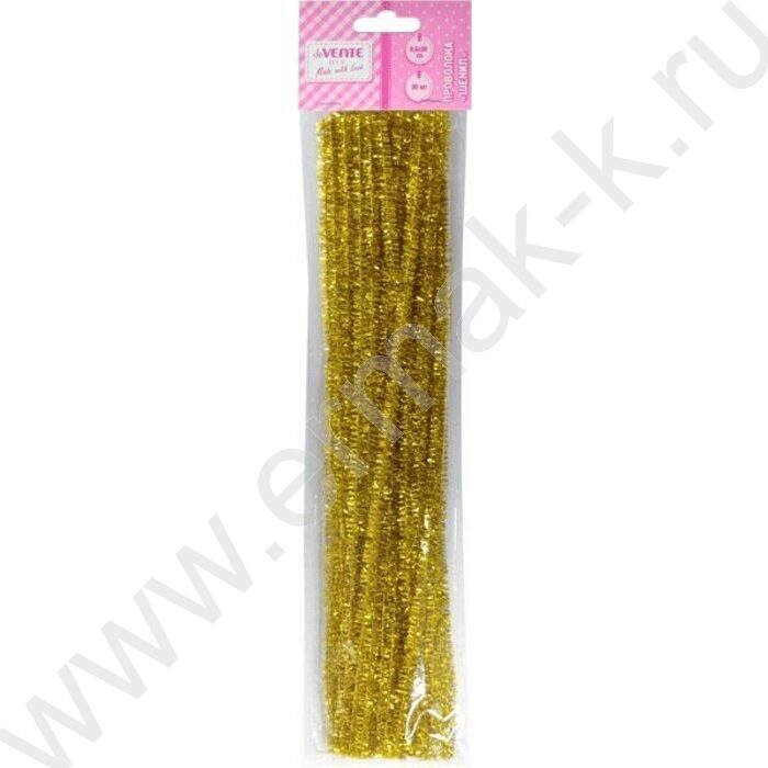 Проволока пушистая 30см/6мм 30шт Шенил "Блестящая" /цвет золотой /блистер | Фото 1
