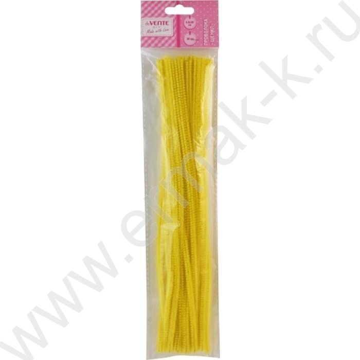 Проволока пушистая 30см/6мм 30шт Шенил /цвет желтый /блистер | Фото 1