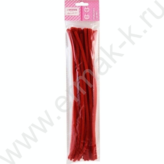 Проволока пушистая 30см/6мм 30шт Шенил /цвет красный /блистер | Фото 1
