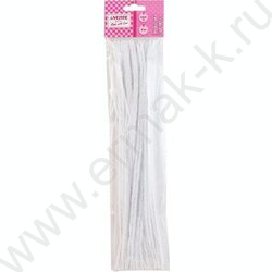 Проволока пушистая 30см/9мм 10шт Шенил /цвет белый /блистер | Фото 1