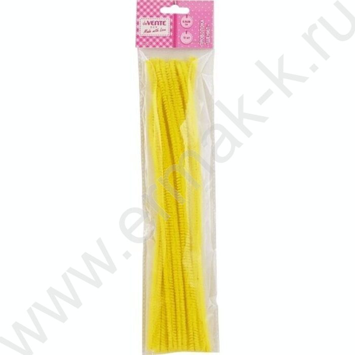 Проволока пушистая 30см/9мм 10шт Шенил /цвет желтый /блистер | Фото 1