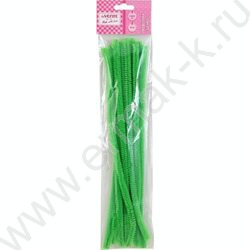 Проволока пушистая 30см/9мм 10шт Шенил /цвет зеленый /блистер | Фото 1