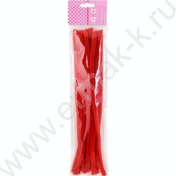 Проволока пушистая 30см/9мм 10шт Шенил /цвет красный /блистер | Фото 1