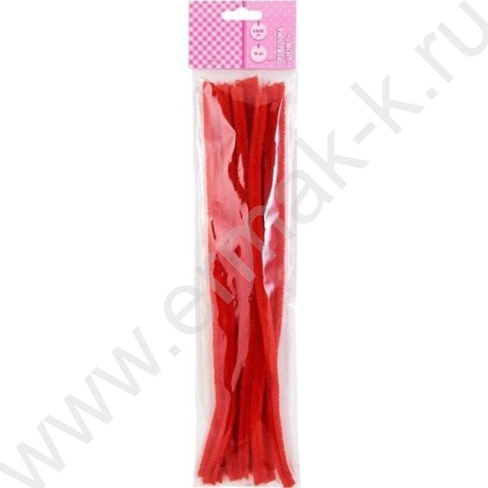 Проволока пушистая 30см/9мм 10шт Шенил /цвет красный /блистер | Фото 1