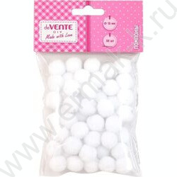 Помпоны d-15мм 50шт, цвет белый, европодвес | Фото 1