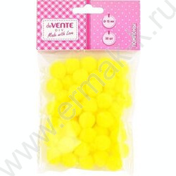 Помпоны d-15мм 50шт, цвет желтый, европодвес | Фото 1