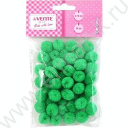 Помпоны d-15мм 50шт, цвет зеленый, европодвес | Фото 1