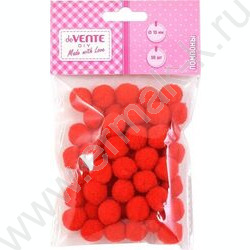 Помпоны d-15мм 50шт, цвет красный, европодвес | Фото 1