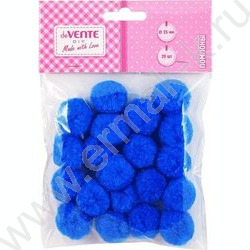 Помпоны d-25мм 20шт, цвет голубой, европодвес | Фото 1