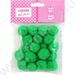 Помпоны d-25мм 20шт, цвет зеленый, европодвес | Фото 1