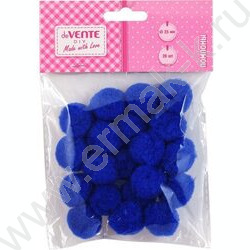 Помпоны d-25мм 20шт, цвет синий, европодвес | Фото 1