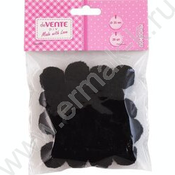 Помпоны d-25мм 20шт, цвет черный, европодвес | Фото 1