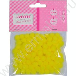 Помпоны d-8мм 120шт, цвет желтый, европодвес | Фото 1