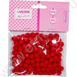 Помпоны d-8мм 120шт, цвет красный, европодвес | Фото 1