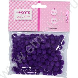 Помпоны d-8мм 120шт, цвет фиолетовый, европодвес | Фото 1