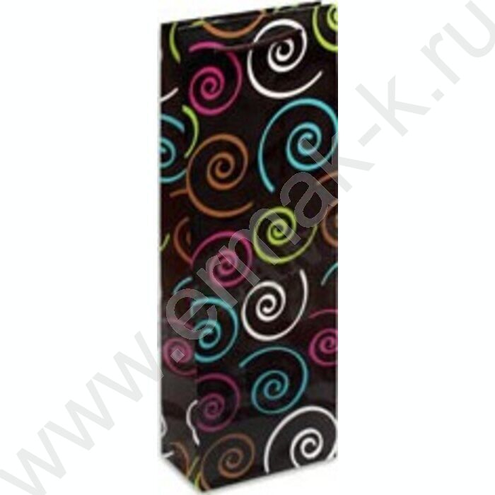 Пакет подарочный бумажный под бутылку Завитушки | Фото 1