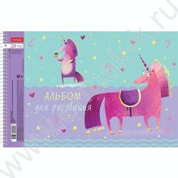 Альбом д/рисования-спираль 24л "Волшебный единорог" /перфорация /тиснение/ 5видов | Фото 1