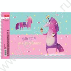 Альбом д/рисования-спираль 24л "Волшебный единорог" /перфорация /тиснение/ 5видов | Фото 2