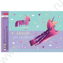 Альбом д/рисования-спираль 24л "Волшебный единорог" /перфорация /тиснение/ 5видов | Фото 3
