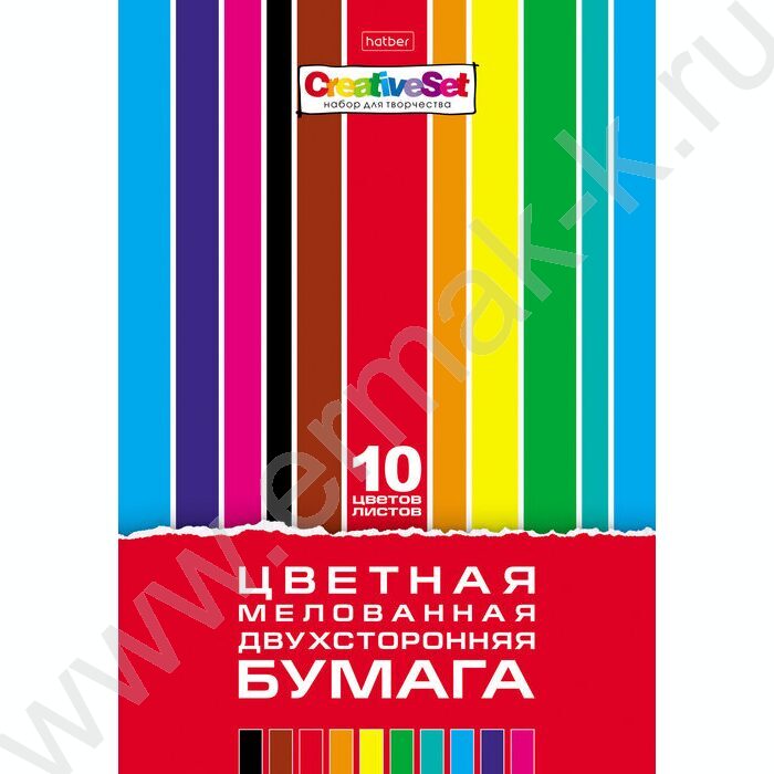 Бумага цв. двухсторонняя мелов.А4 10л/10цв Creative Set | Фото 1
