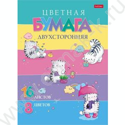 Бумага цв. двухсторонняя А4 16л/ 8цв Приключения кота Пирожка | Фото 1
