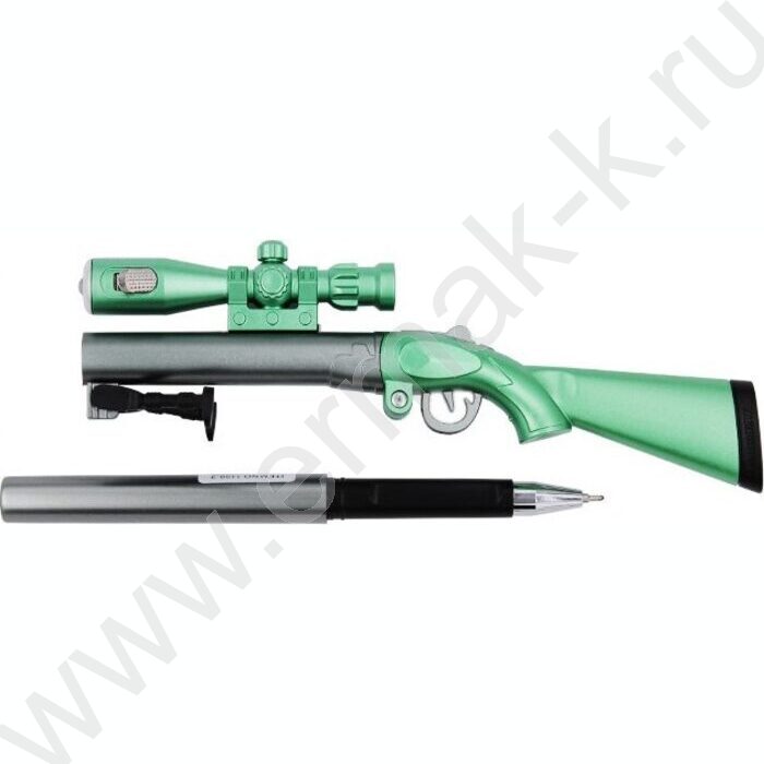 Ручка шар на масл.основе синяя Ружьё/цв.корпус /ассорти/,колпачок выполнен в форме ружья с лазе | Фото 3