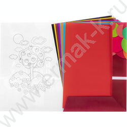 Бумага цв. мелов. А4 10л/10цв Геометрия цвета- Ёжик | Фото 2