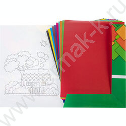 Картон цв. мелов. А4 10л/10цв Геометрия цвета- Домики | Фото 2