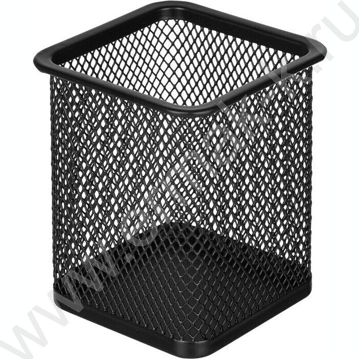 Подставка д/каранд. и ручек сетчатый (метал) черная /квадрат 80*80мм  выс.- 9,8см | Фото 1