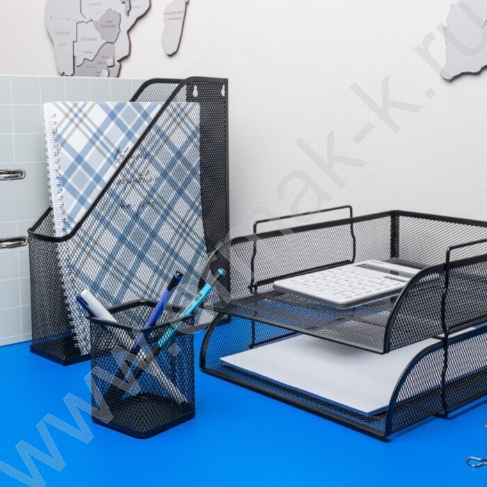 Подставка д/каранд. и ручек сетчатый (метал) черная /квадрат 80*80мм  выс.- 9,8см | Фото 3