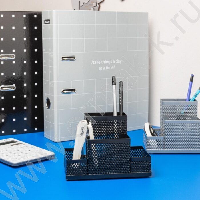 Подставка д/каранд. и ручек сетчатый (метал) черная 4секции 160*110*80 | Фото 2