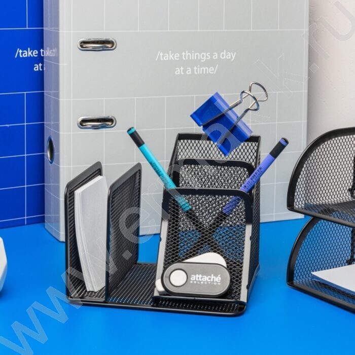 Подставка д/каранд. и ручек сетчатый (метал) черная 4секции 145*130*128 | Фото 4