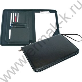 Папка иск.кожа черный Люкс с мет.приж.ручка-петля