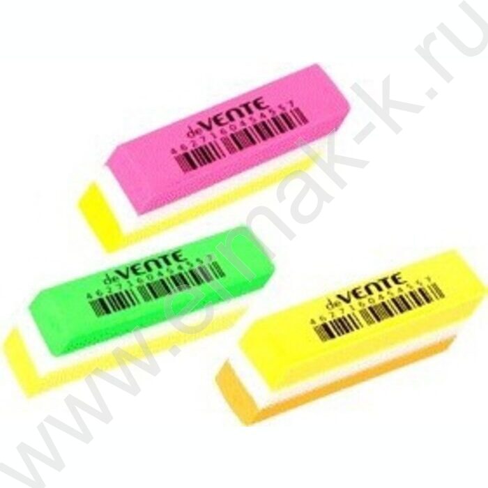Ластик цветной "Bubble Gum" /55*15*13мм/ синтетический каучук, скошенный, слоеный, индивид. упак | Фото 2