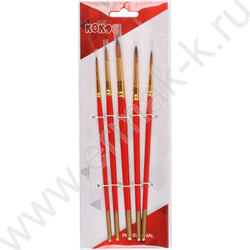 Кисть набор  5шт /нейлон круглые №1/2,№1/4,№1/8,№3/8,№5/8/ | Фото 1