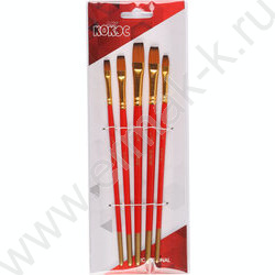 Кисть набор  5шт /нейлон плоские №1/2,№1/4,№1/8,№3/8,№5/8/ | Фото 1