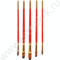 Кисть набор  5шт /нейлон плоско-овальные №1/2,№1/4,№1/8,№3/8,№5/8/ | Фото 1