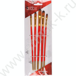 Кисть набор  5шт /нейлон плоско-овальные №1/2,№1/4,№1/8,№3/8,№5/8/ | Фото 2