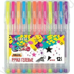 Ручка гелевая /набор 12цв/ 0,8мм "Cosmo Fluo" /неон/ прозрачный корпус /блистер | Фото 1