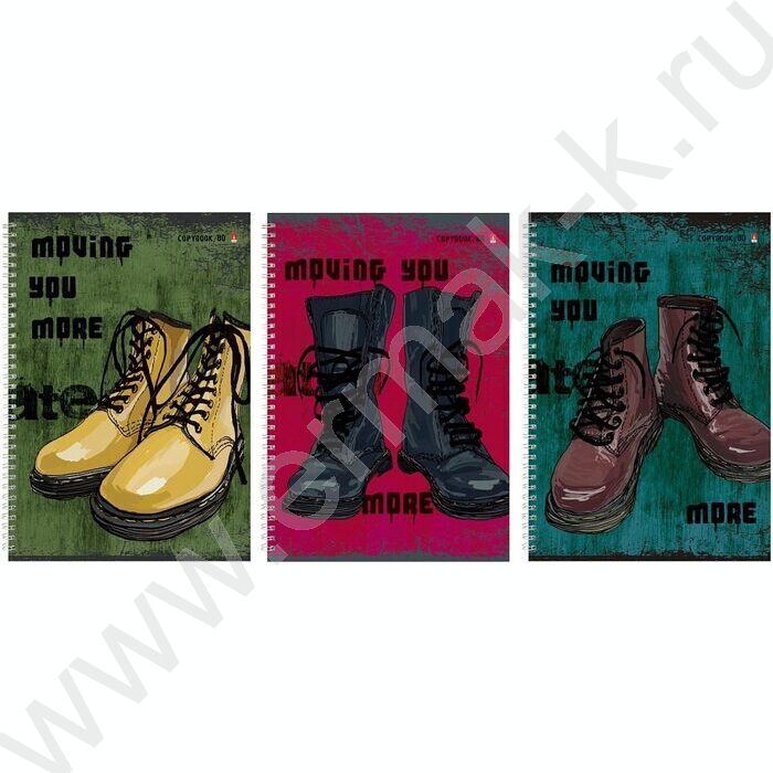 Тетрадь  80л А4 клетка/спираль "Boots" ассорти | Фото 1