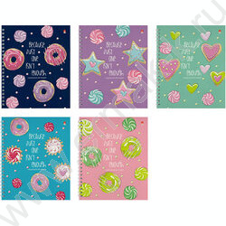 Тетрадь  48л клетка/спираль "Сладкое настроение" ассорти | Фото 1